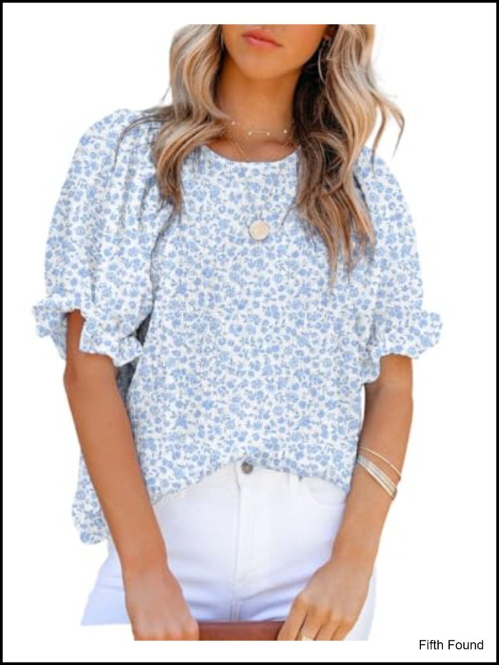 Womens Floral Puff Sleeve Blouse Smocked Babydoll Tunic Top
